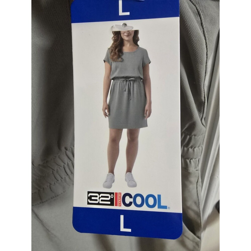 32 Degrees COOL Soft Twill Drawstring Dress - Size L - Shadow Gray - NWT